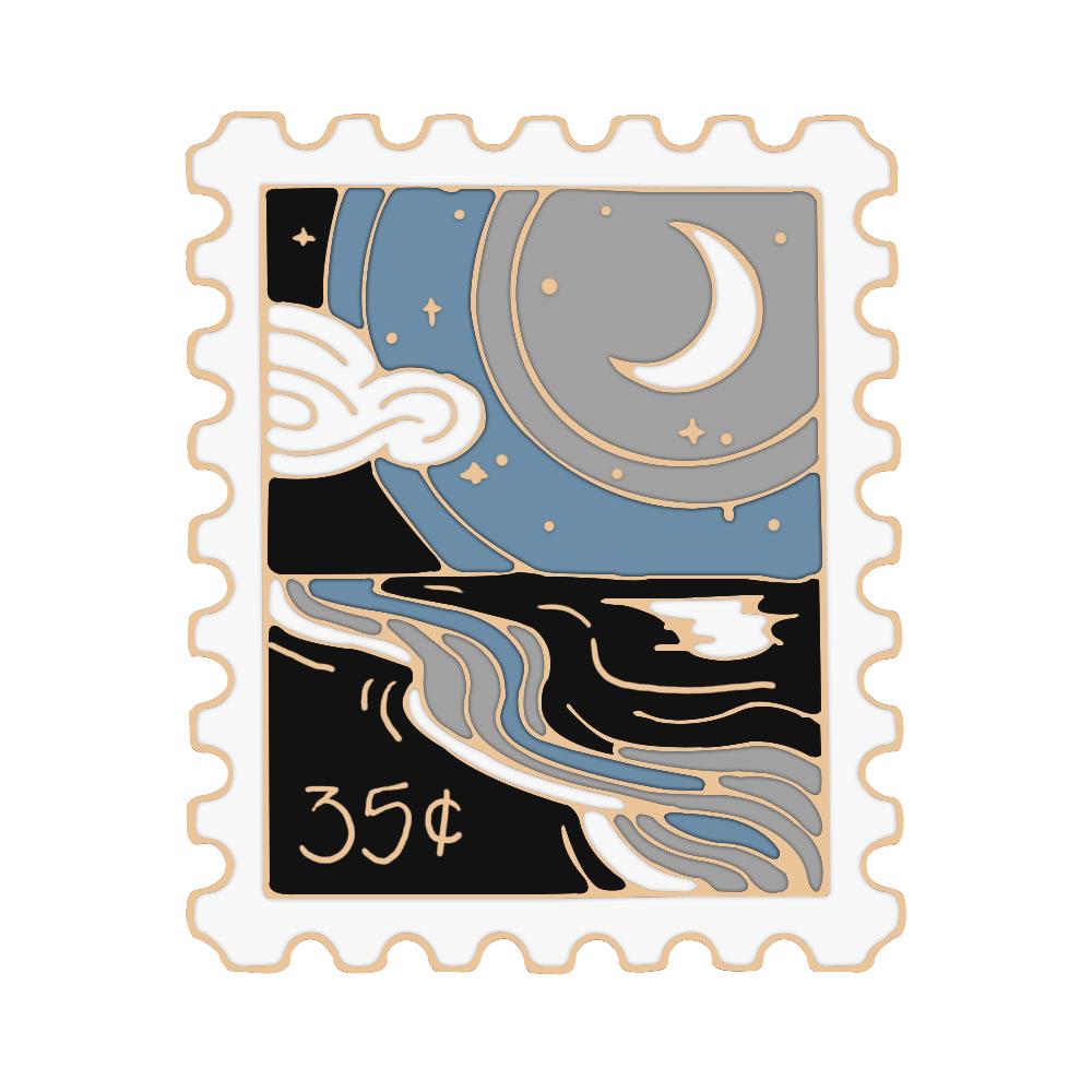 

Art Painting Stamp Enamel Pin Beautiful Landscape Starry Sky Moon Brooches for Women Friends Exquisite Bag Badge Lapel Pins Gift