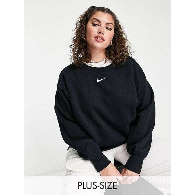 

Черная и парусная толстовка большого размера Nike Plus mini с галочкой