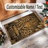 Leopard Theme Crystal Velvet Floor Rug Personalized Custom Name Text Warm Carpet Home Decoration