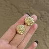 Youthful Walnut Grain Metal Stud Earrings - Light Luxury Design