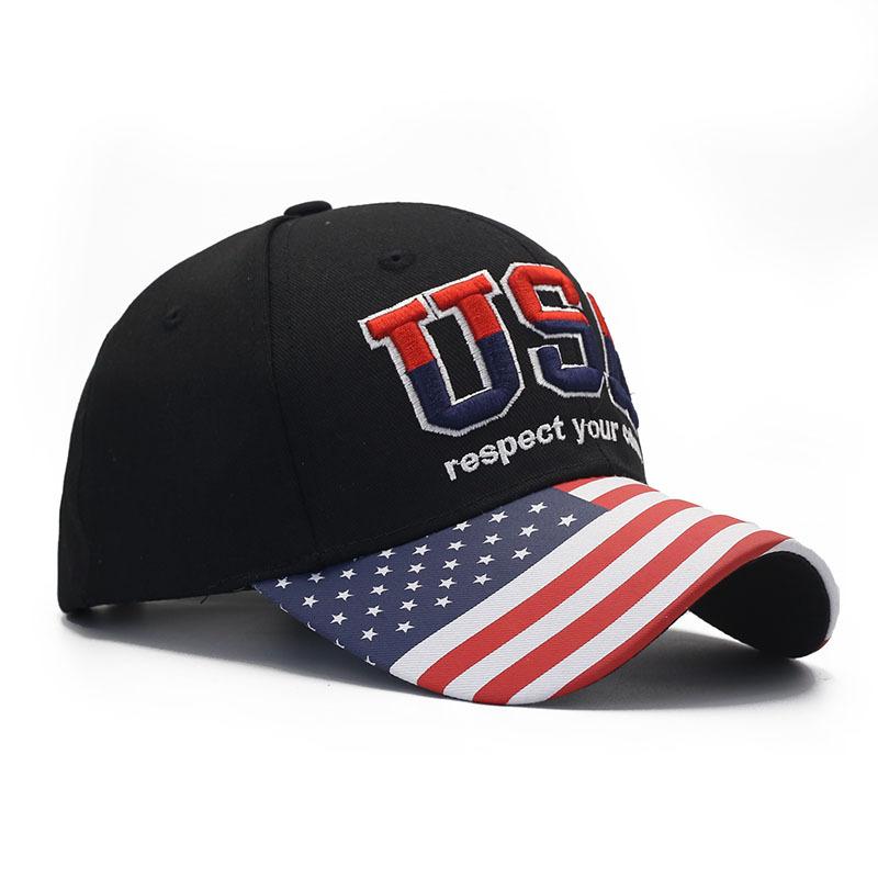 Hat Embroidered American Flag Brim Printed Baseball Cap Classic American USA Embroidered Cap