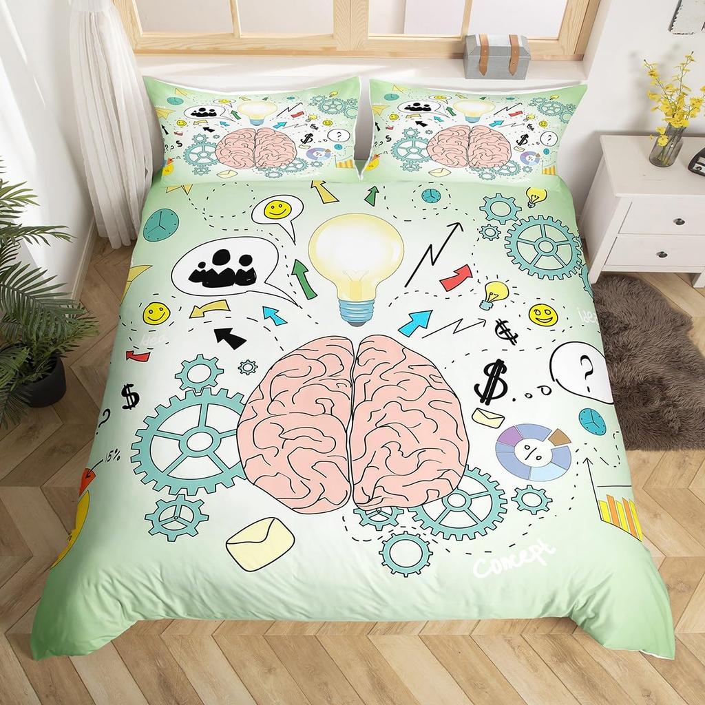 Science Theme Bedding Set Twin Boys Girls Science Formula Print Back To School Duvet Cover Math Chemical Style Comforter Cover