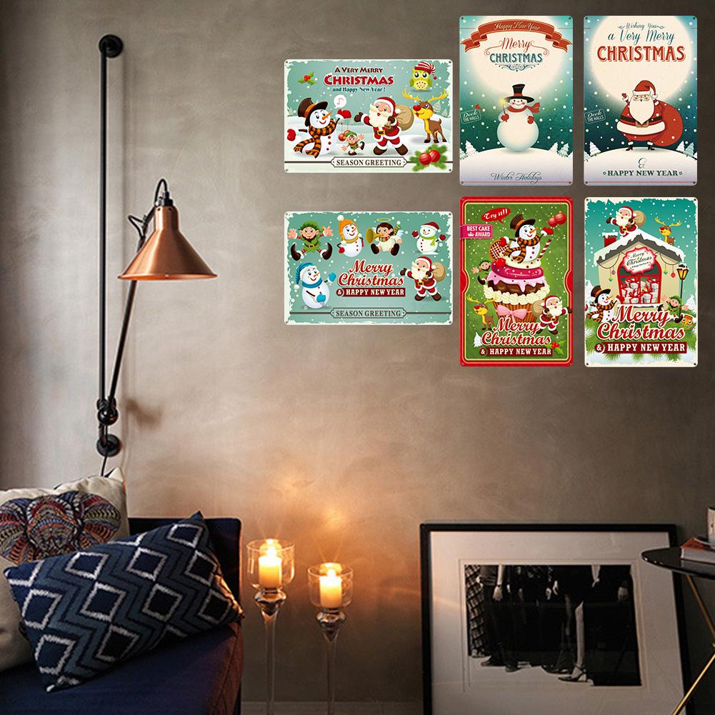 Merry Christmas Metal Tin Sign Plaque Santa Claus Posters New Year Iron Painting Home Bar Cafe Pub Decoration Wall Art Plates