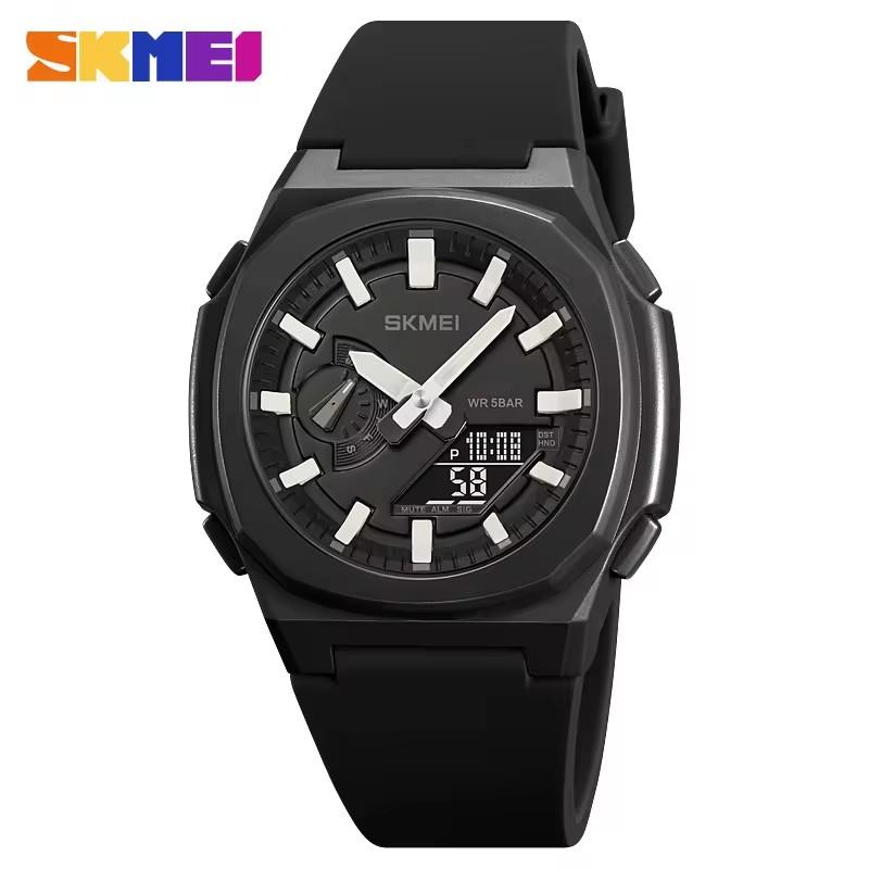 SKMEI 2091 Fashion Classic Men Silicone Strap Wristwatches Dual Time Led Analog Waterproof Digital Sports Luminous Hands Watches