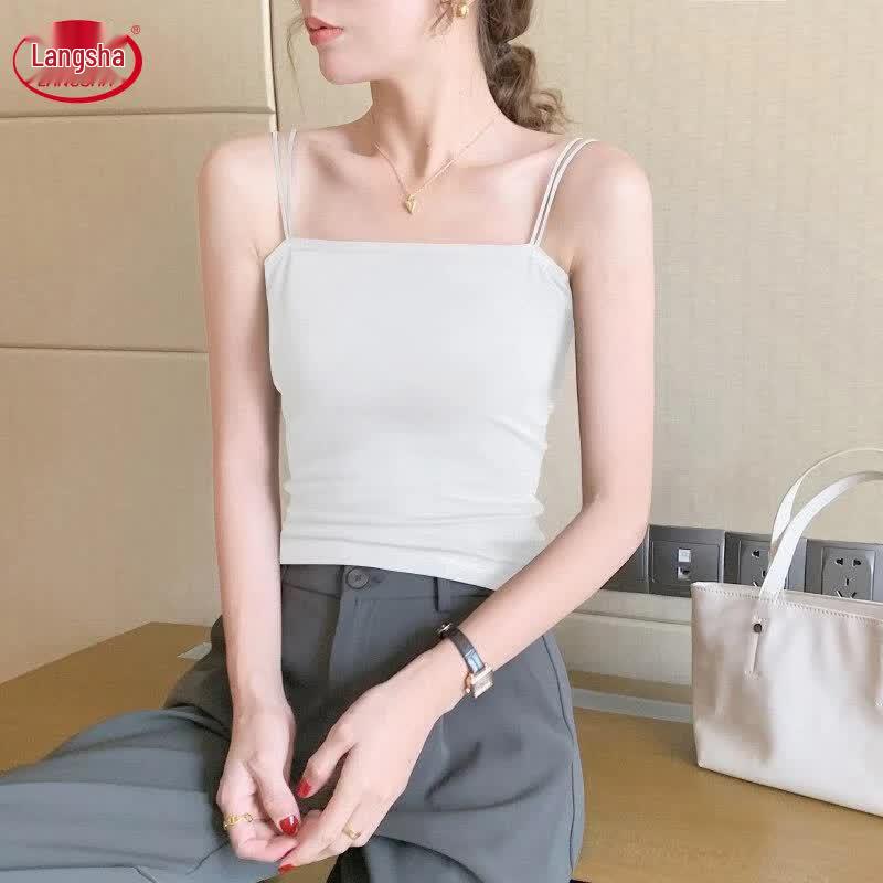 Langsha Women's Thin Strap Short Cami Top