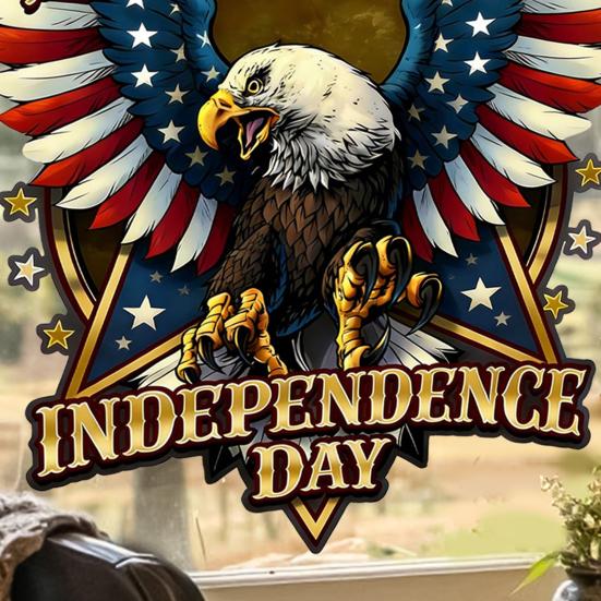 Verwijderbare raamsticker met Amerikaanse vlag (Ballad Eagle), patriottische, waterdichte, statische raamsticker voor Onafhankelijkheidsdag (4 juli), decoratie voor thuis, kantoor of winkel.