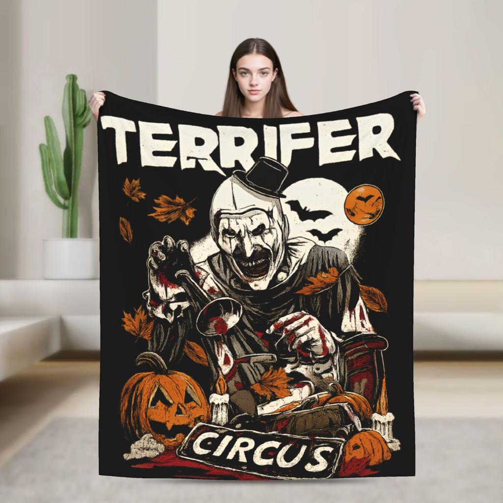 Art Crispies Terrifier Clown Blankets  Warm Novelty Plush Throw Blanket For Kids Living Room Flannel Bedspread Bed Cover
