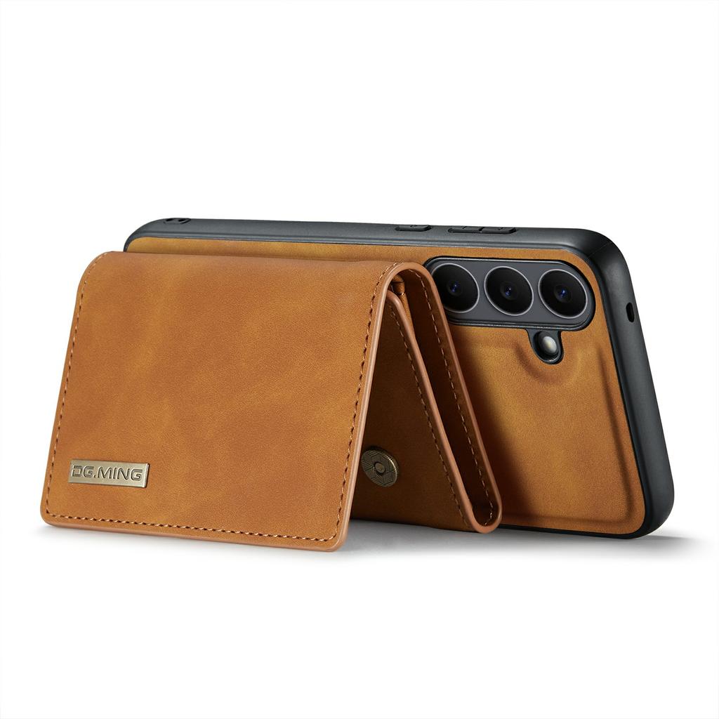 DG.MING M1 Series for Samsung Galaxy S25 FE Case Kickstand PU Phone Cover with Detachable Wallet