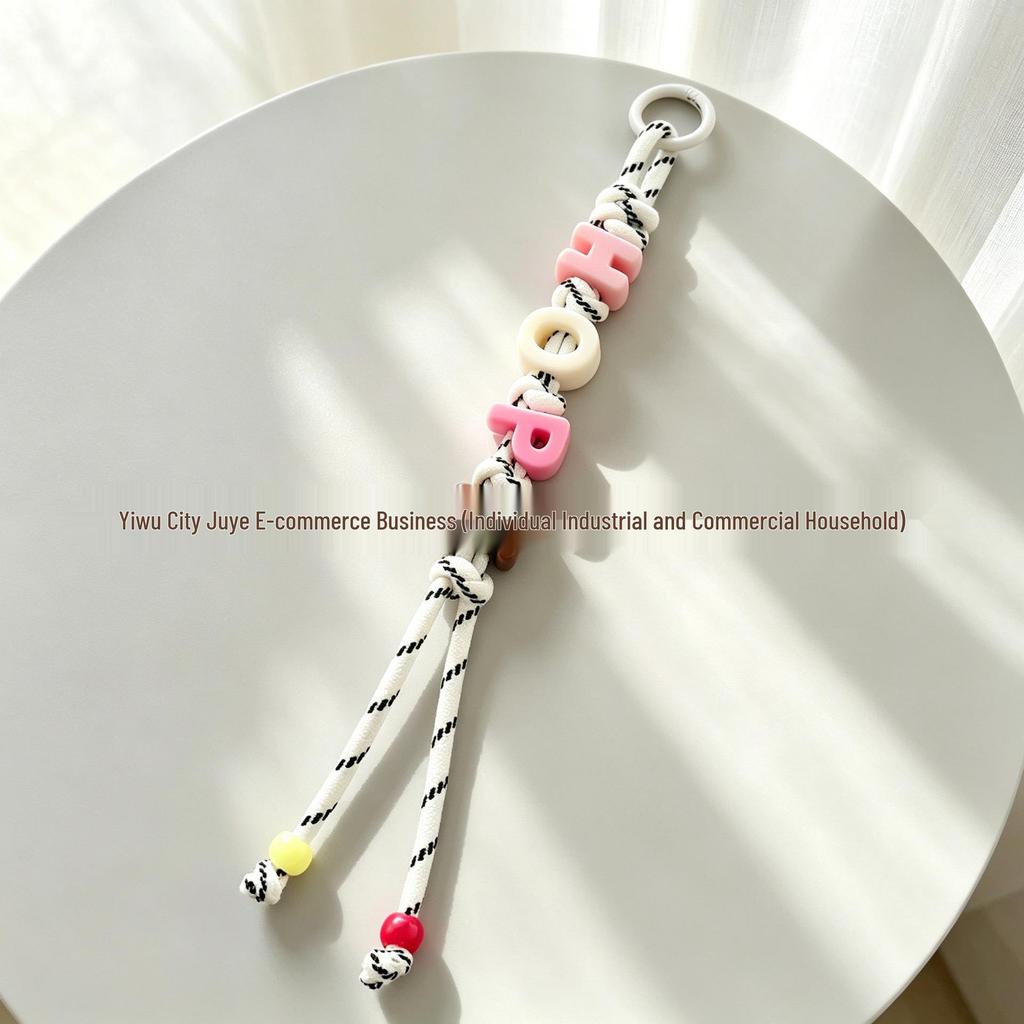 Miu Style Colorful Letter Bead Bag Charm - Dopamine Acrylic with Woven Rope