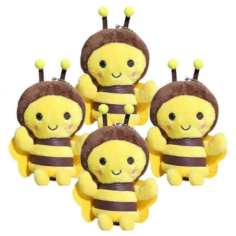 Bee Keychain Charm Plush Bee Pendant for Decoration 4Pcs