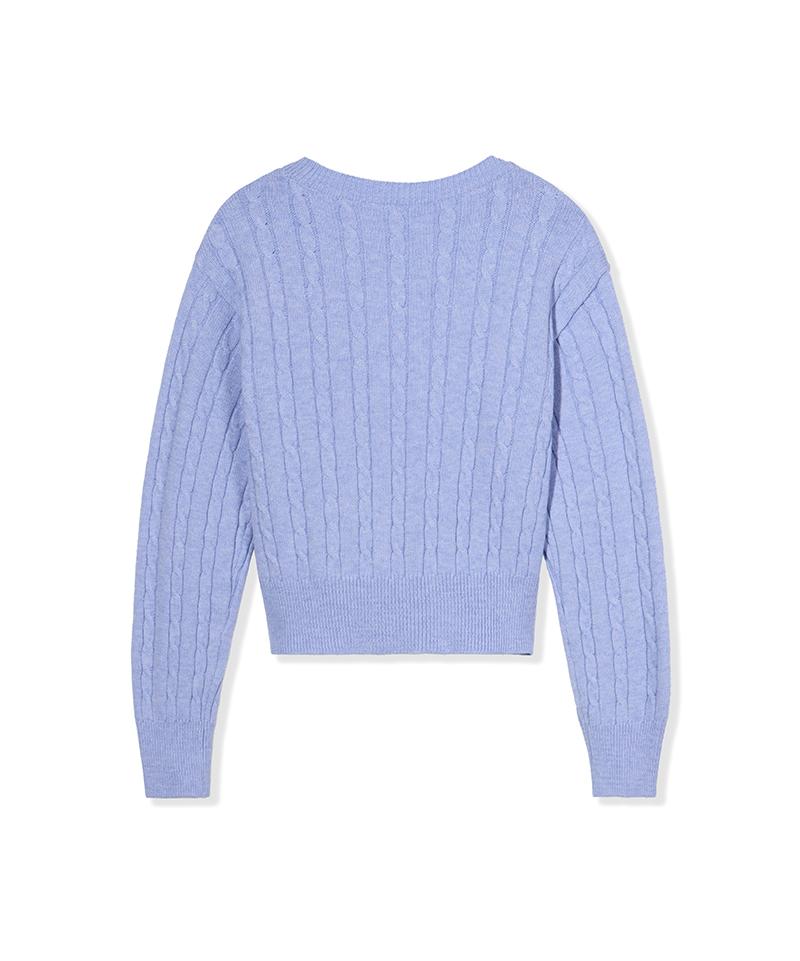 Nodeuyuumeon Witty Cable Round Knit [Sky Blue]