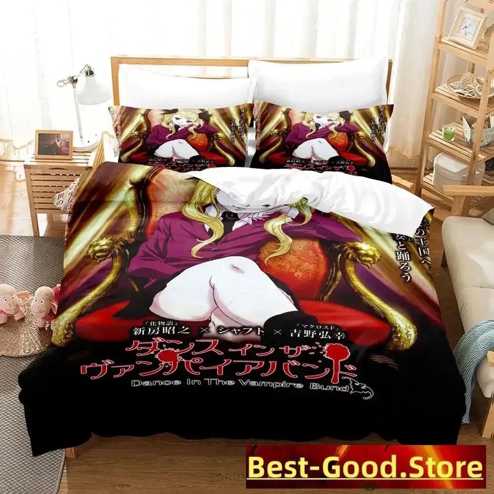 New Dance In The Vampire Bund Bedding Set Print With Pillowcase Bed Duvet Cover Soft Single Double Queen Super King Size