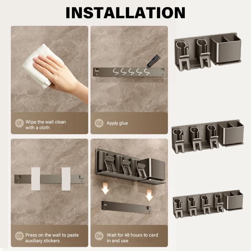 Saving Aluminum Toothbrush Rack Bathroom Toothbrush Storage Toothbrush Organizes Simple Installation for Bathroom