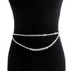 Fashion double-layered pearl metal style belt waist chain hot girl waist chain