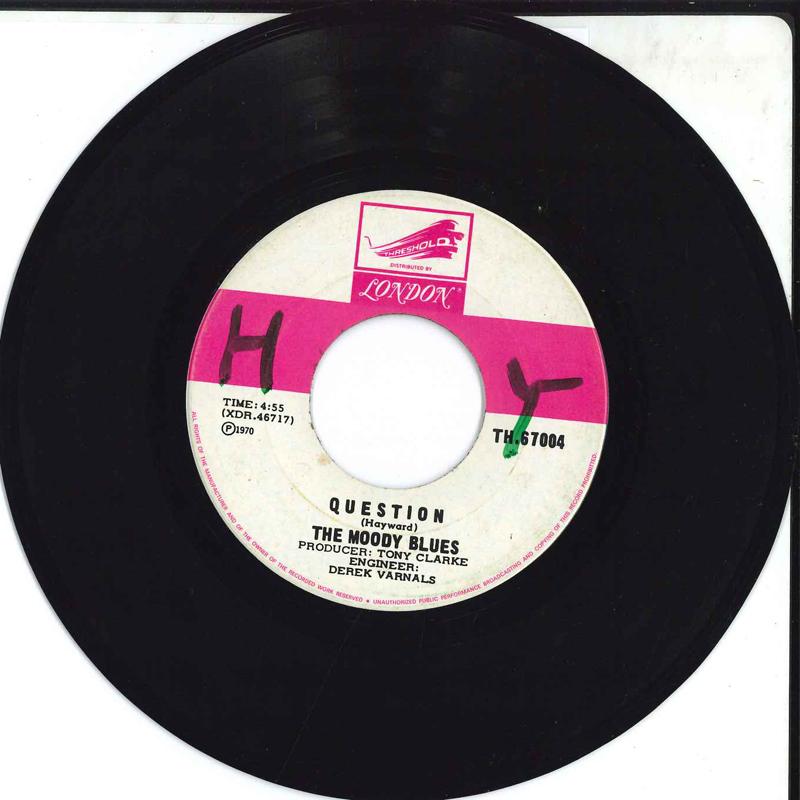 

7inch Record MOODY BLUES - Question TH67004 Threshold 1970 Canada Rock Used