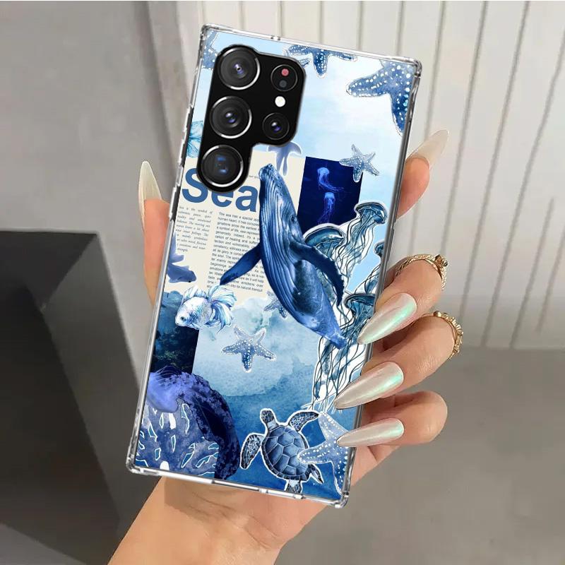 

Чехол для телефона Samsung Galaxy S26 S24 S23 Ultra S25 Edge S22 S21 Plus S20 FE с рисунком Морская звезда, Морская черепаха, Акула + Мягкая печатная накладка Samsung S25