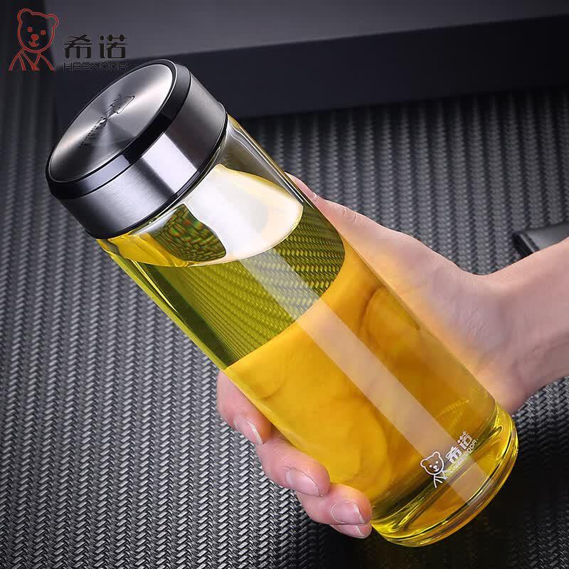 HEENOOR Single-Layer Thickened Glass Tea Water Cup with Lid