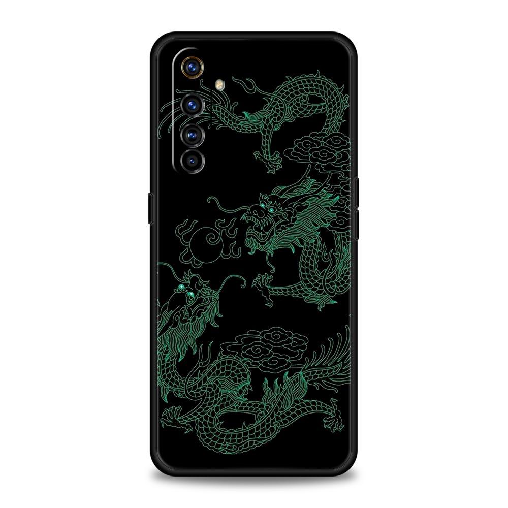 Dragon Phone Case For Realme 12 11 10 6 7 9 Pro Plus 8 5G C35 8i 9i GT2 GT3 GT5 GT Neo 2 3 5 Black Cover Soft Shell