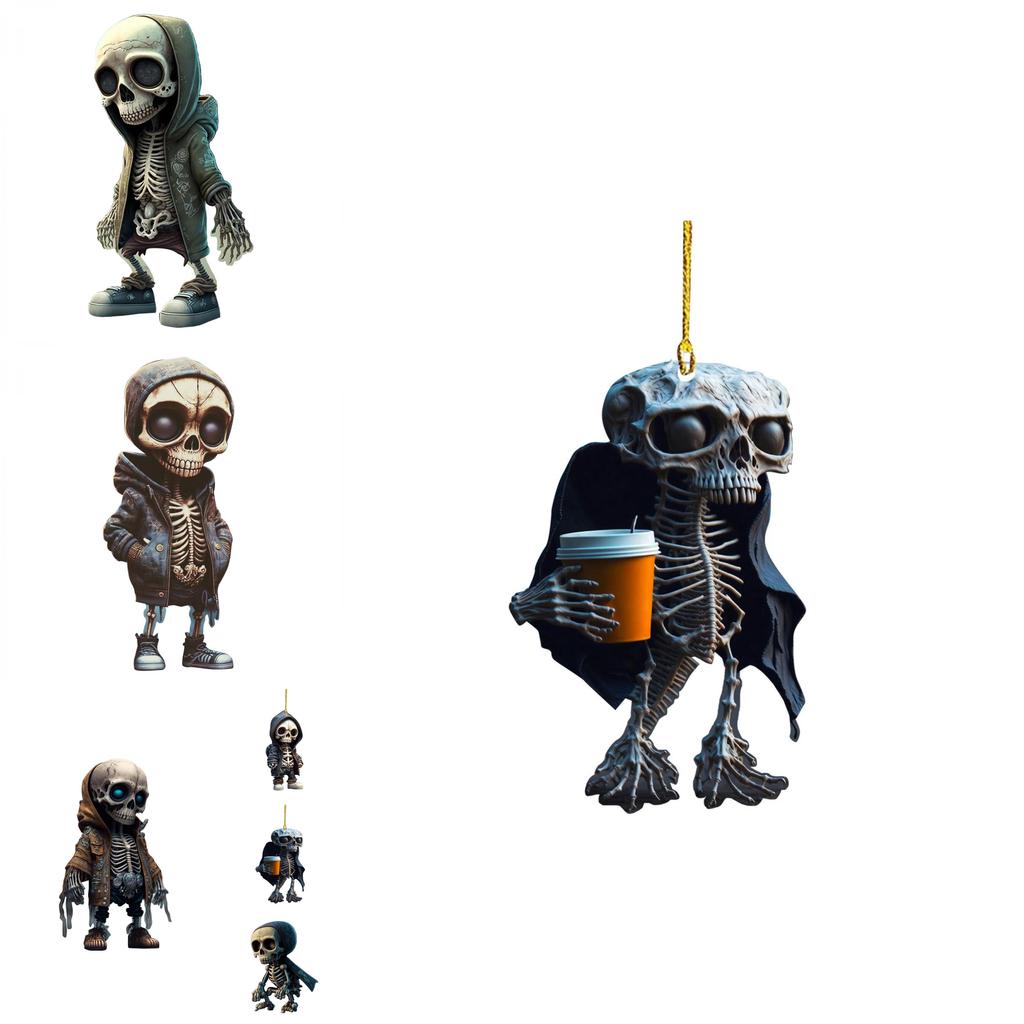 Acrylic Skull Car Pendant Halloween Car Decor Accessory For Vehicles