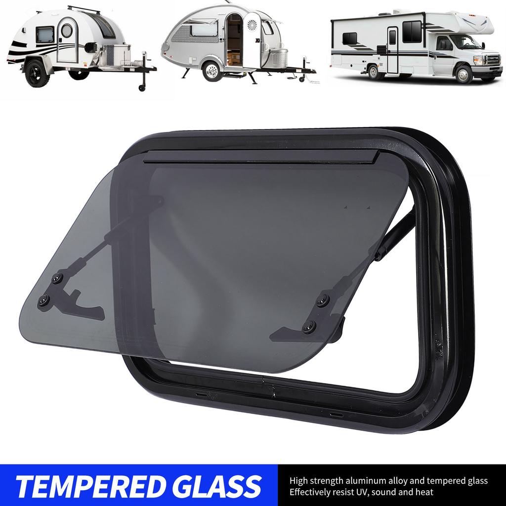 20 X 12 Inch RV Push Out Window with Hydraulic Support Rod Fixing Frame Rainproof Rounded Corner for Campervan