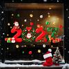 Decorative Scene Layout 2027 Christmas New Year Window Clings, Santa Reindeer Gift Ball Static for Family Decals, PVC Removable Glass Stickers