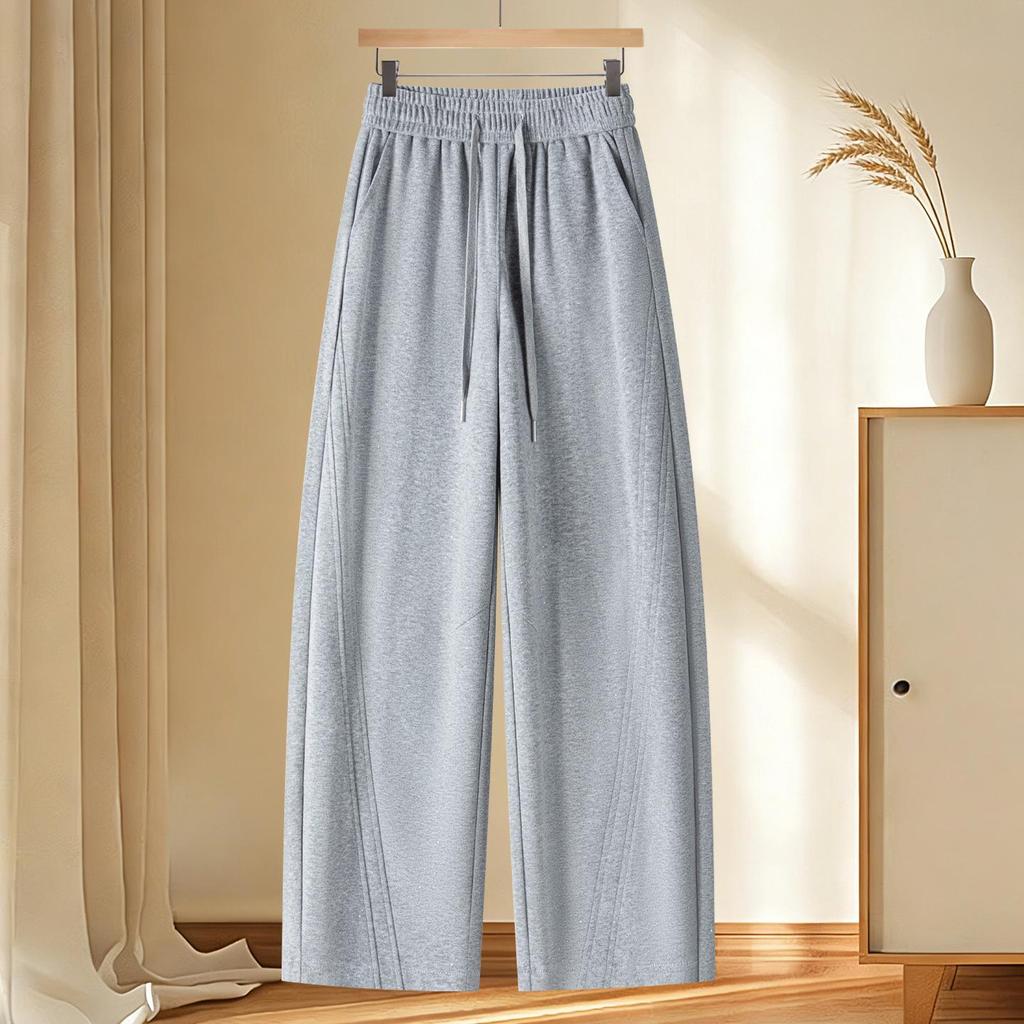 Spring 2026 Red Rhinestone Wide-Leg High-Waist Sweatpants for Women