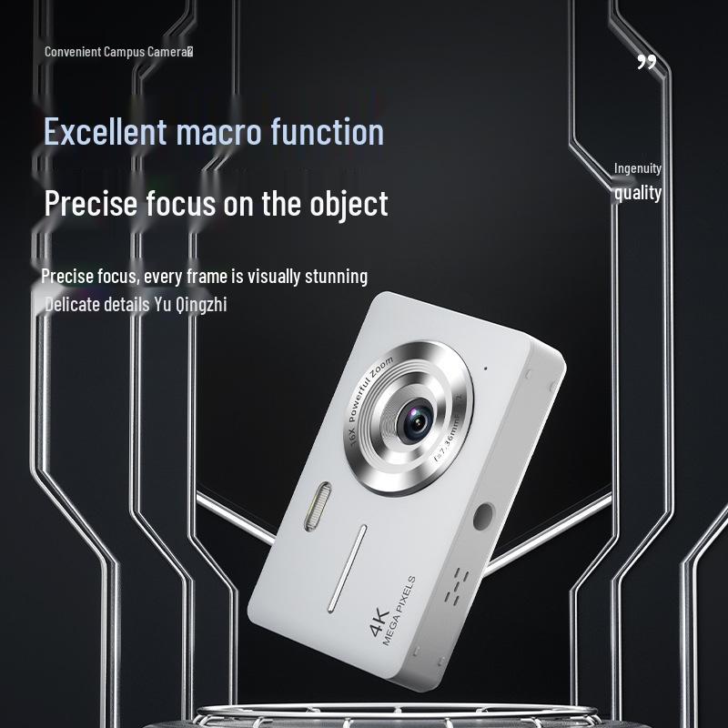 4K HD Mini Portable Camera with 16x Digital Zoom and Beauty Filters