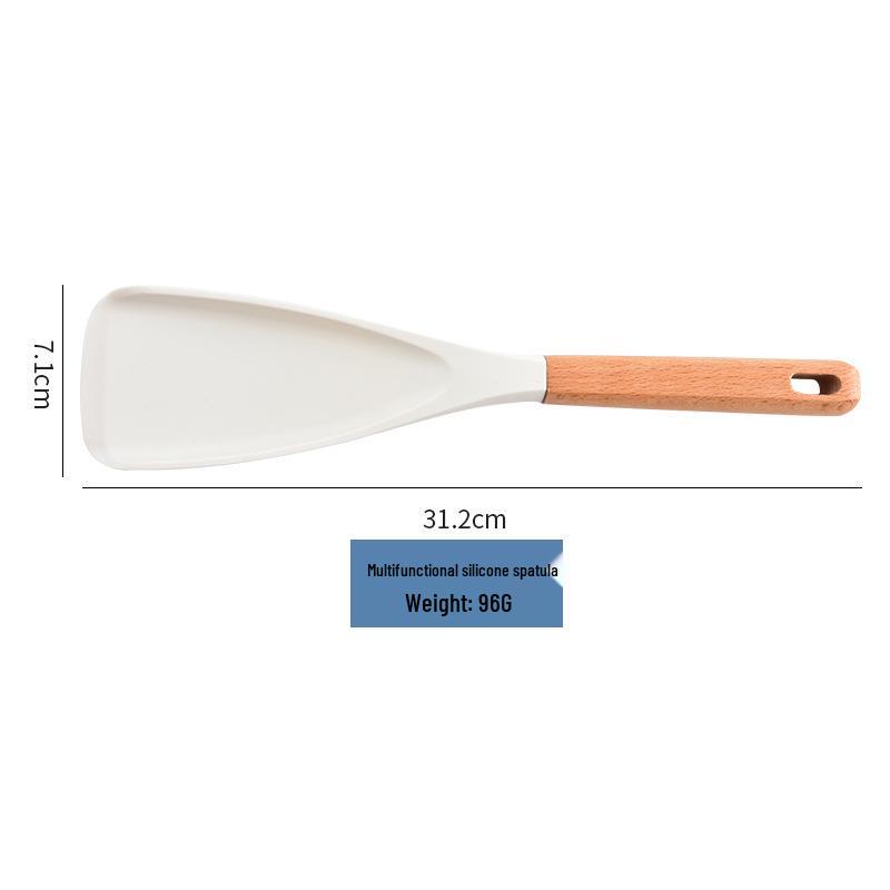 Multi-Functional High-Temperature Silicone Spatula with Wooden Handle – Duckbill Design