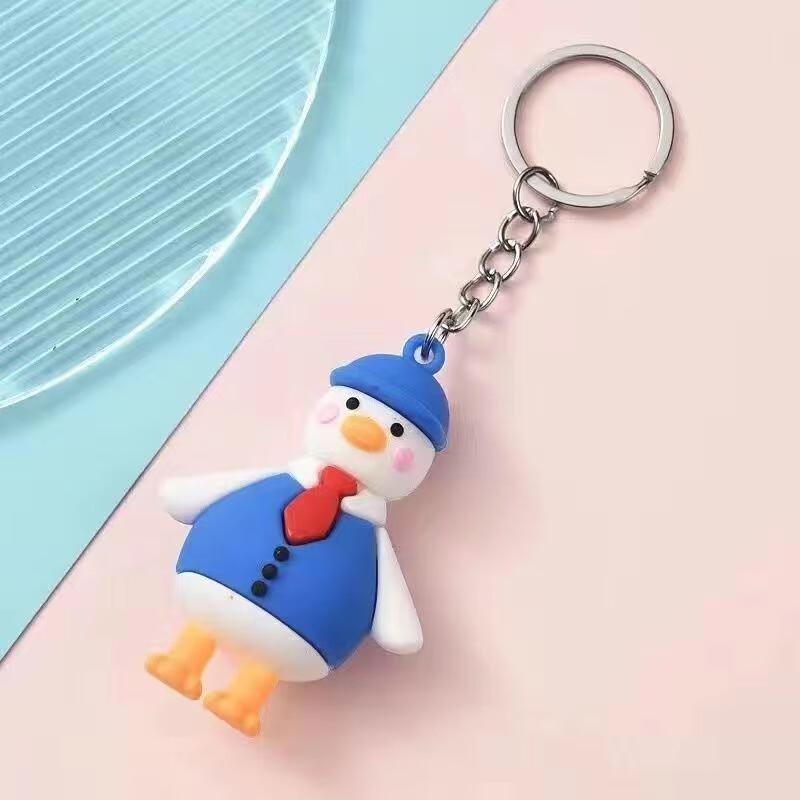 Fumaide Cartoon Crooked Neck Duck Bow Tie Keychain Set