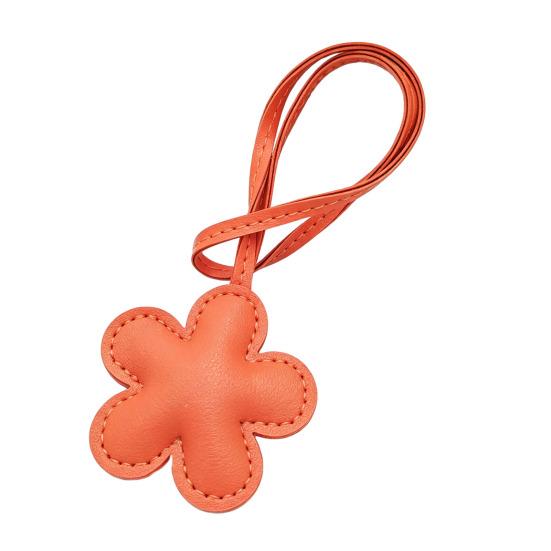 Leather Flower Pendant Cherry Blossom Keychain Cotton Filled Cute Floral Bag Charm Floral Hanging Pendant Bag Car Accessories