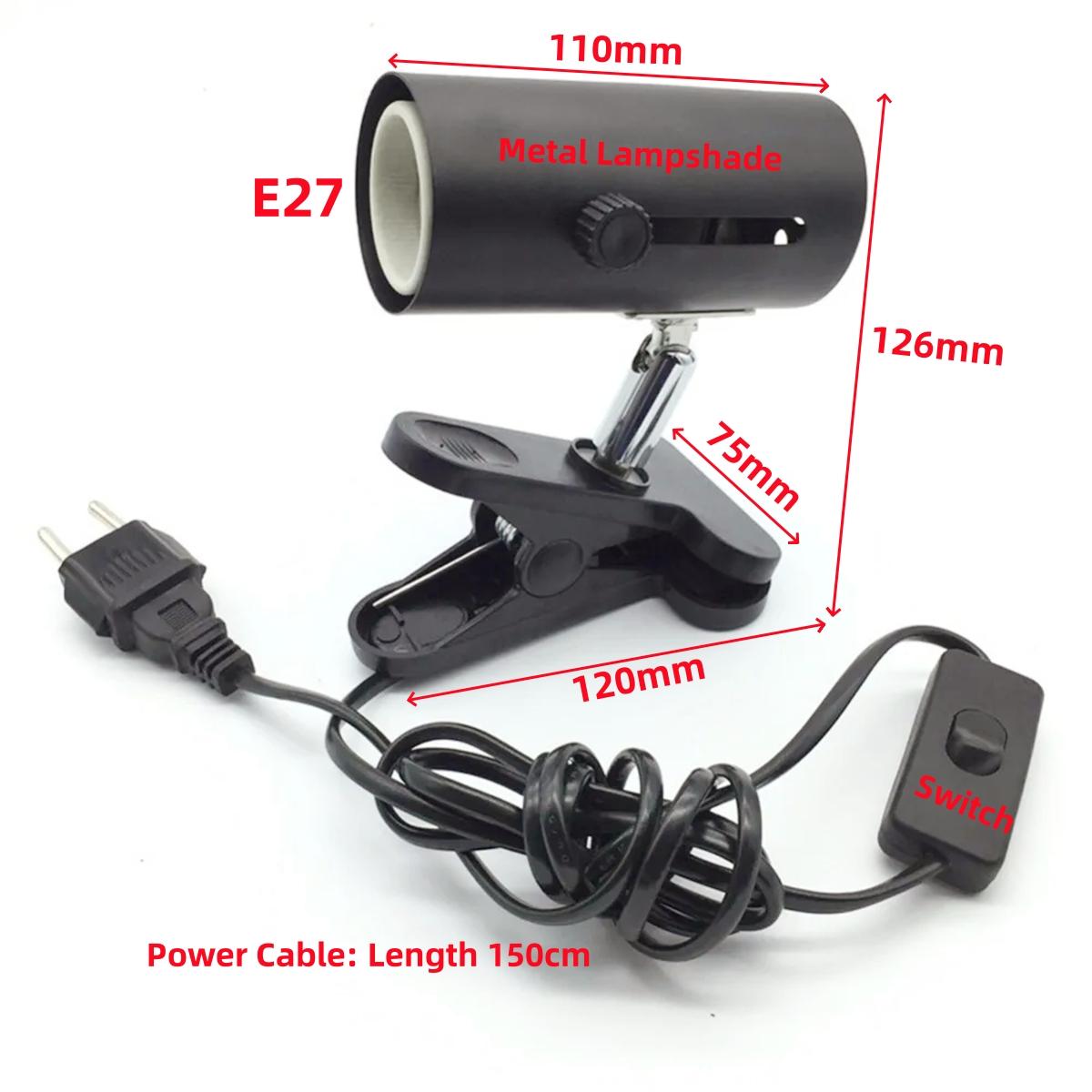 

150cm Turtle Lizard Reptile Universal Basking Lamp Rack 360 Degree Rotation Clamped UVA/UVB Heater Holder Black EU Plug 1Set