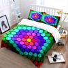3Pcs Rainbow Hexagon Bedding Set, Geometric Honeycomb Print Duvet Cover + 2 Pillowcases, Colorful Decor