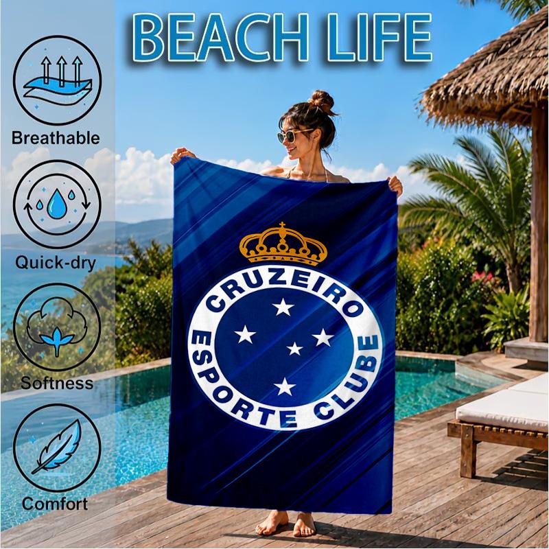 Fc Emblem Printed Microfiber Beach Towel, Soft And Absorbent, Quick-Dry, Ideal for Summer Travel, Beach Essential, Swimming Pool
