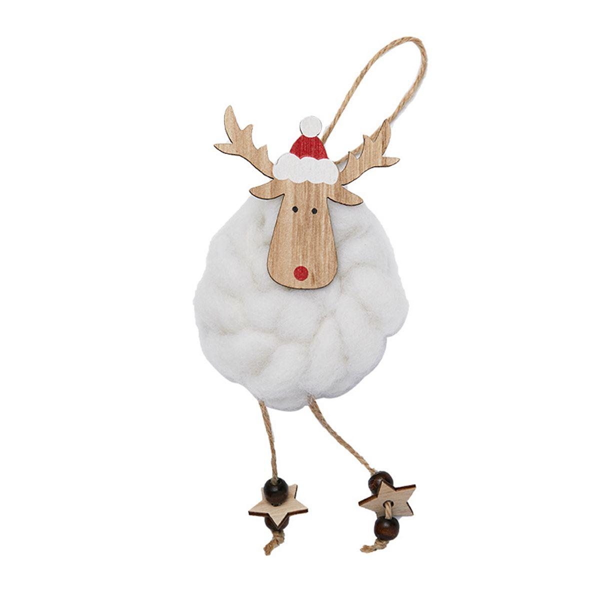 

Snowman Santa Claus Wool Felt Deer Ornaments Christmas Tree Decoration Hanging Pendant Wooden Elk White Elk