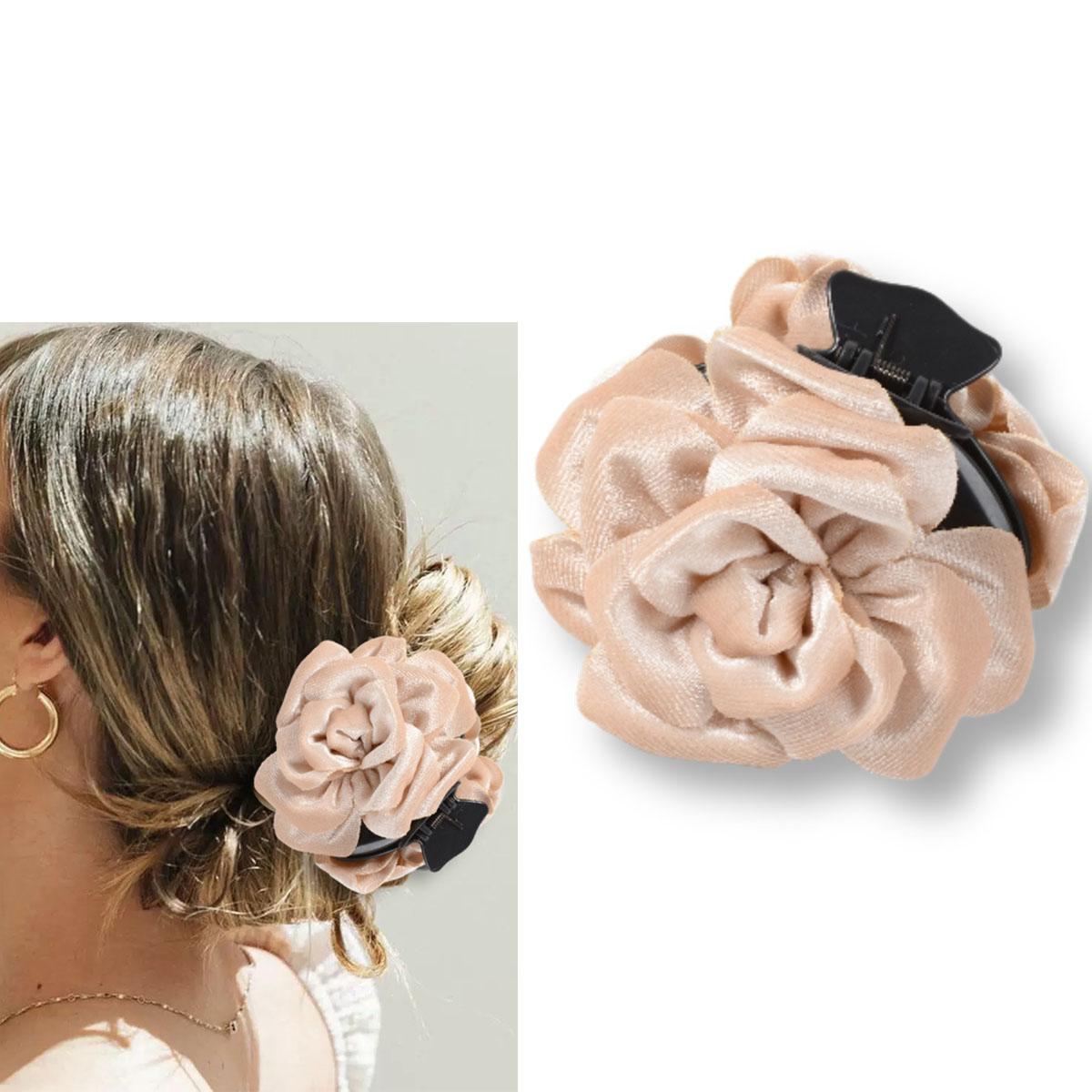 

1 Piece Fairy-Like Romantic Large Fabric Rose Hair Claw Clip for Back of the Head, Bun Hair Clip, Shark Clip, Hair Grabber Clip, Women s Hair хакі