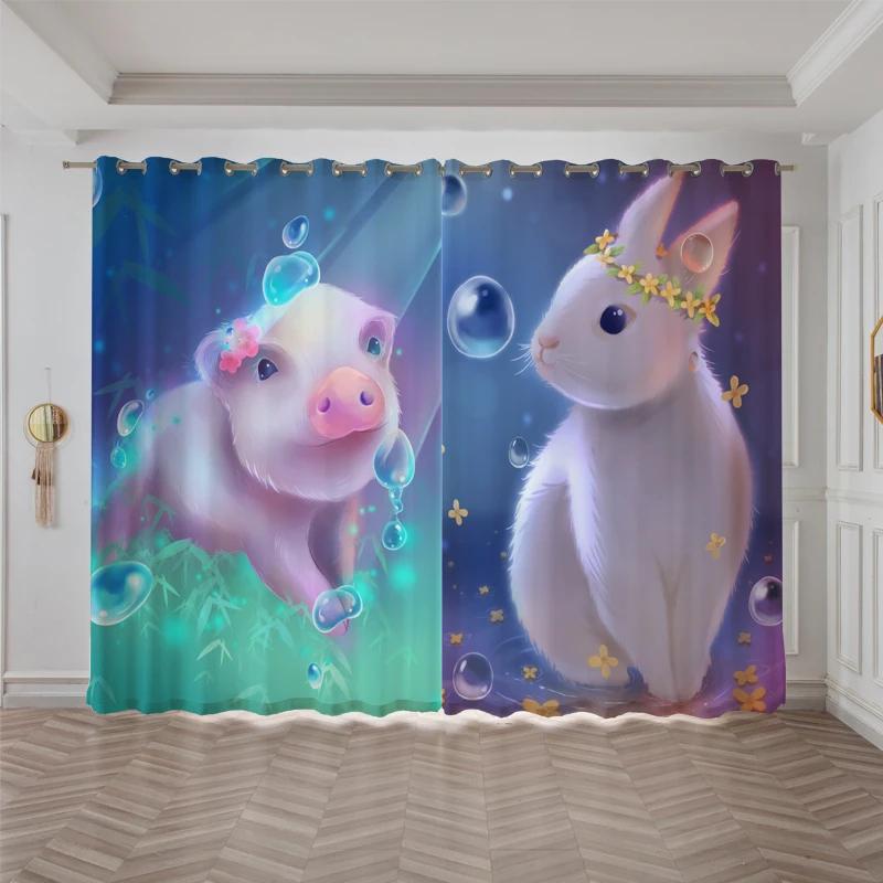 Cartoon Niedliches Tier Katze Hohe Verdunklung Vorhang Kinderzimmer Schlafzimmer Raumteiler Restaurant Persönlichkeit Kreativ Dick Vorhang