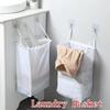 1 Pcs Home Foldable Multifunctional Wall Hanging Laundry Basket Washing Clothes Organizer Mesh Storage Punch Free Adhesive Hook