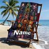 Personlig tilpasset strandhåndkle med navn, Five Nights at Freddy's-trykk, for reise, camping, strandfest, hjemmedekor, bursdagsgave til familie og venner