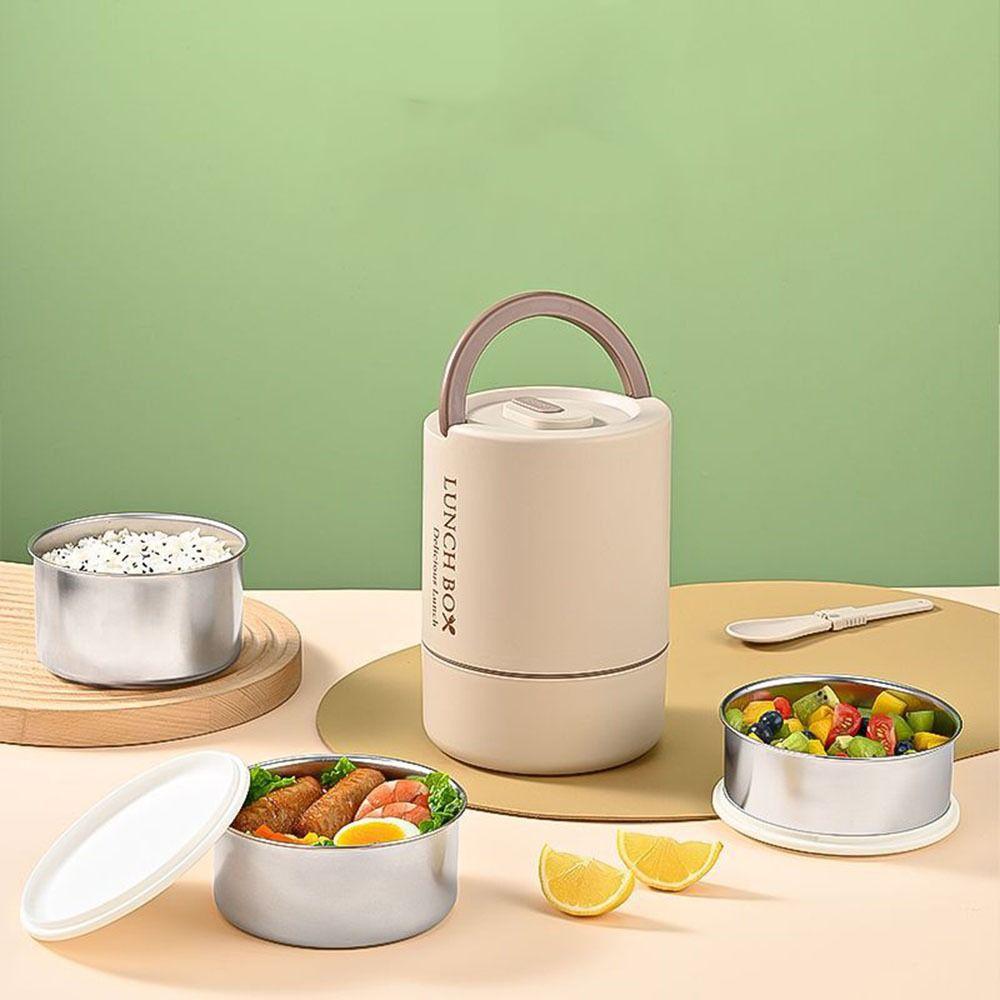 Round Thermal Lunch Box Large Capacity Insulated Lunch Box Practical Food Container  Office