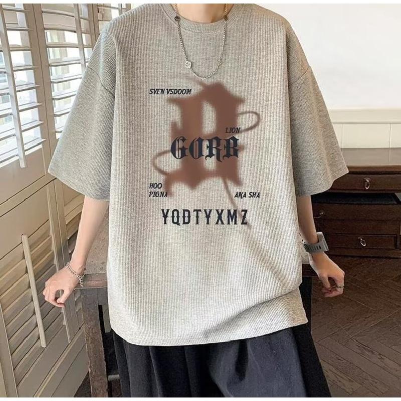Pánská trička Letter Graphic Print Trička módní značky pro muže oversize trička Muži Oblečení Neformální Tričko Muž Letní Korejský Retro