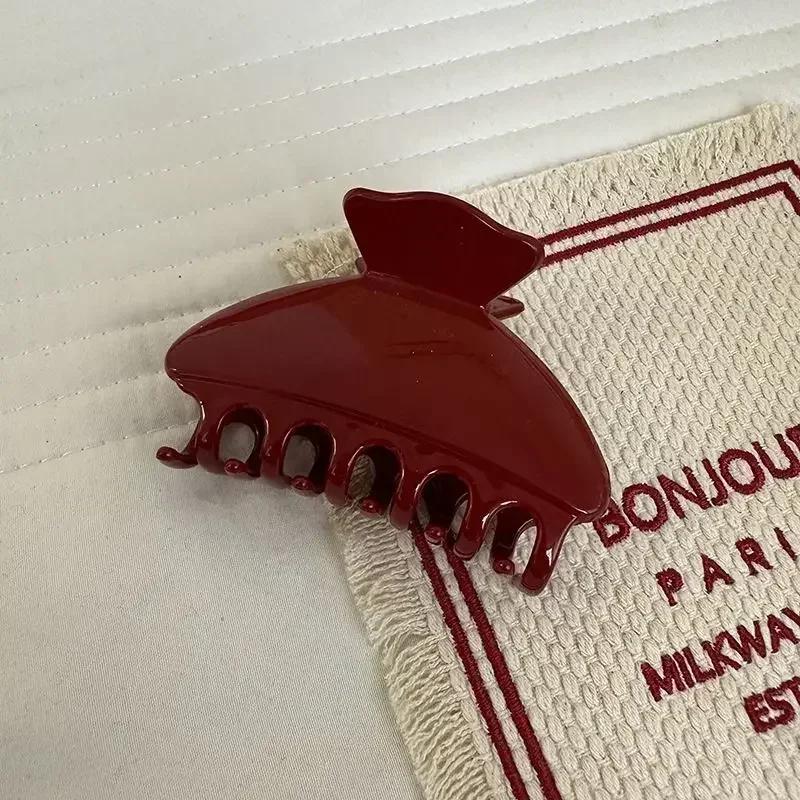 Women Red Bright Color Hair Claws Barrettes Hairpins Large Ponytail Crab Hair Clips Girls Hair Accessories Shark Clip Hairgrip