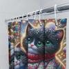 Christmas-Themed Shower Curtain Featuring Two Cute Cats Wearing Cozy Sweaters In A Snowy Winter Wonderland With Colorful Lights