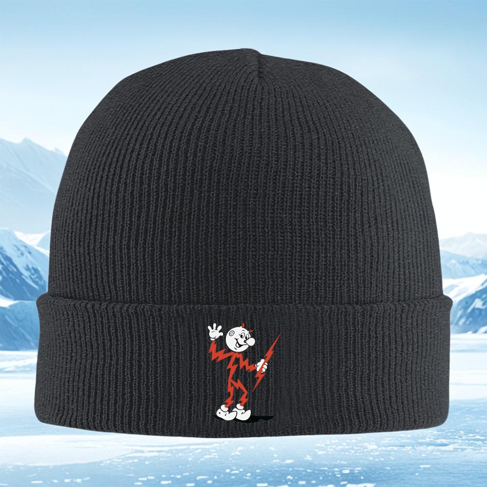 Cartoon Man Holding Lightning Bolt Men Women Unisex Knitted Hat Beanie Pullover Cap Winter Thermal Warm Christmas Outdoor Cyclin