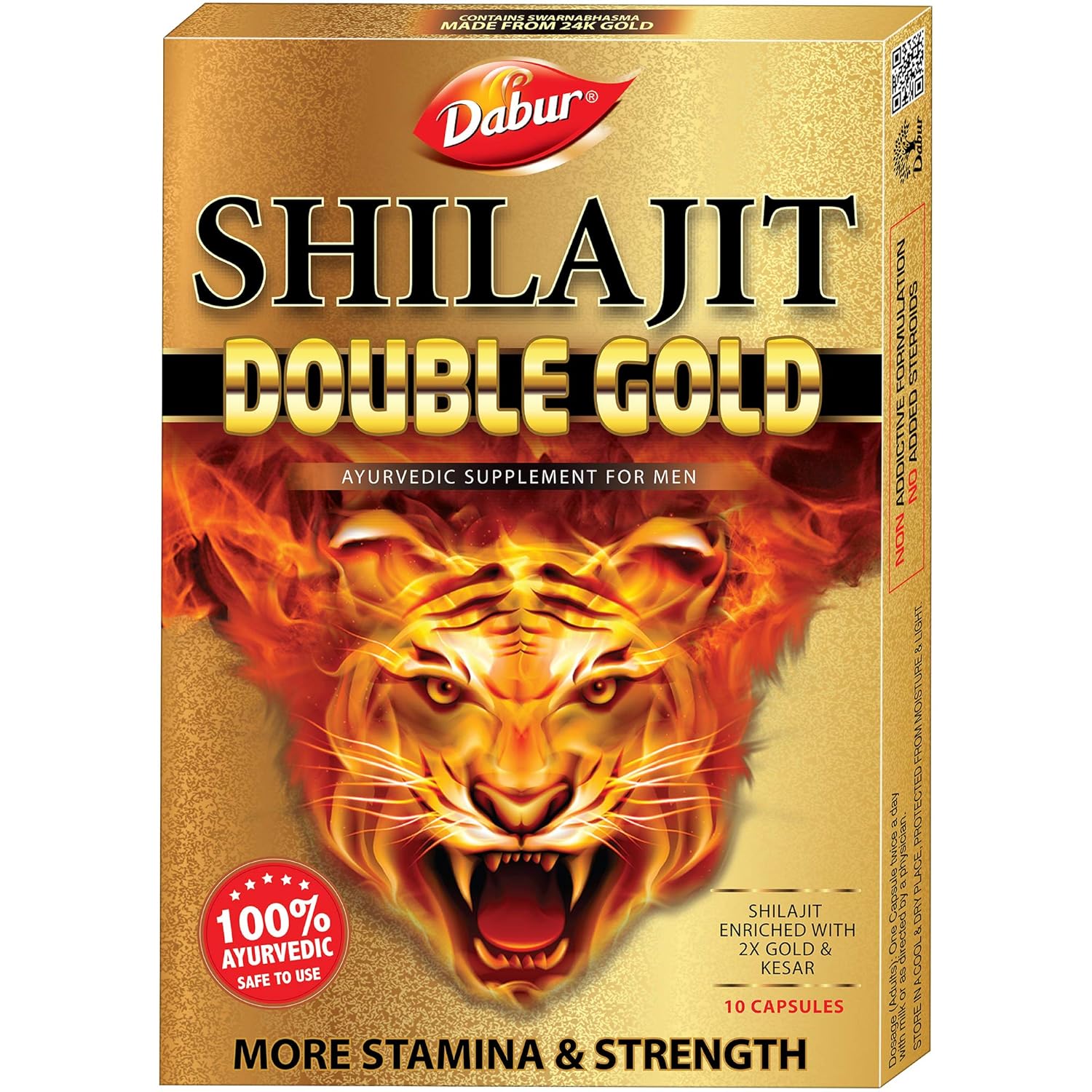 

Dabur Shilajit Double Gold 10 капсул | Аюрведична добавка для сили, витривалості, енергії та життєвої сили | Природним шляхом підвищує витривалість та відновлення