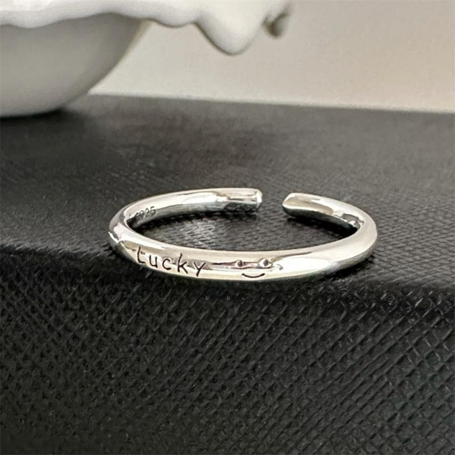 

Korean S smiley face star ring female retro simple open ring