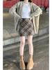 Plaid Woolen Plus Size High-Waisted A-Line Skirt for Women - Slimming Versatile Short Skirt for Spring and Autumn (Coffee Color)