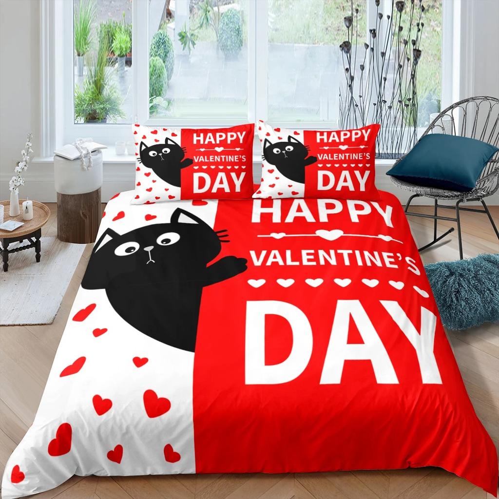 Kids Cat Duvet Cover Queen Size,Cartoon Kitten Sleeping on Crescent Moon Stars Night Dreams Polyester Comforter Cover for Kids