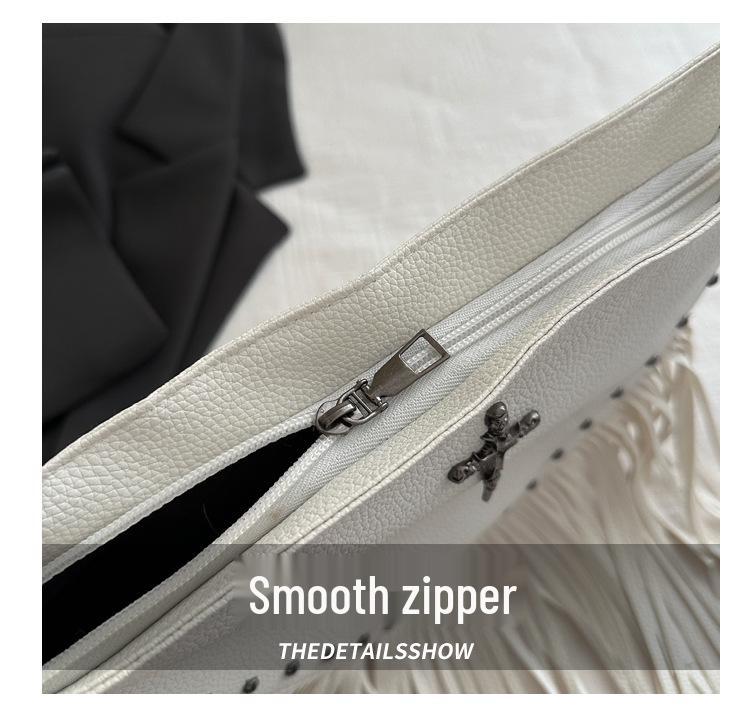 2025 Women's Rivet Soft Leather Tassel Crossbody Bag