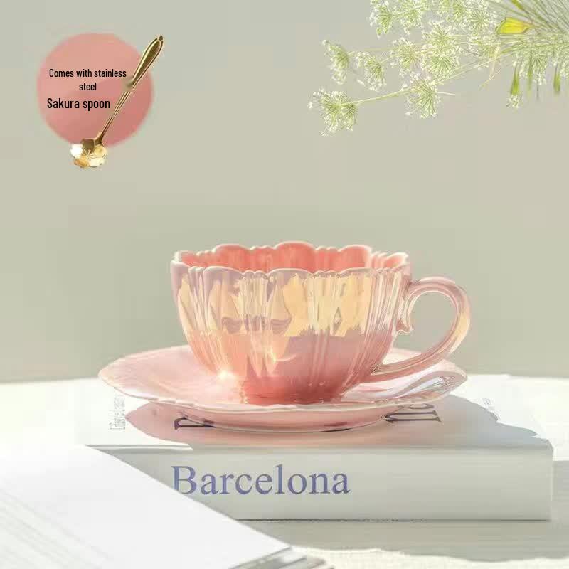 Petal Ceramic Coffee Cup and Saucer Set