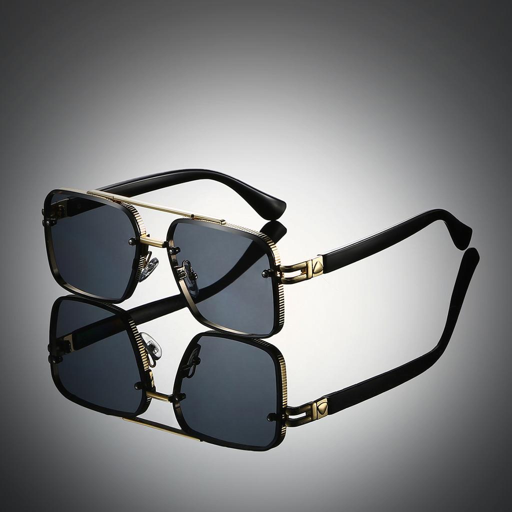 Vintage Square Sunglasses Men Fashion Double Bridge Casual Sun Glasses New Trendy Luxury Brand Designer Outddor Shades